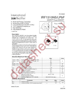 IRF1310NLPBF datasheet  